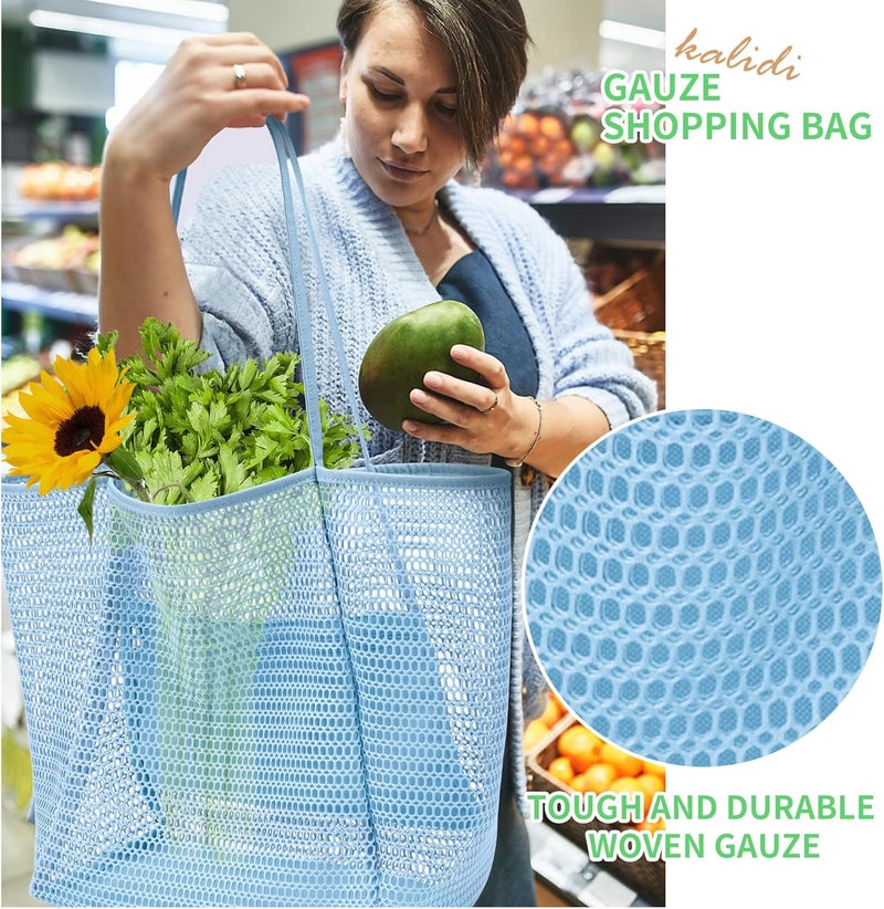 KALIDI BeachNylon Mesh Tote Bag, Casual Tote Bag Hobo Women Foldable MAX 23L Shoulder Bag For Beach Picnic Vacation - Image 4
